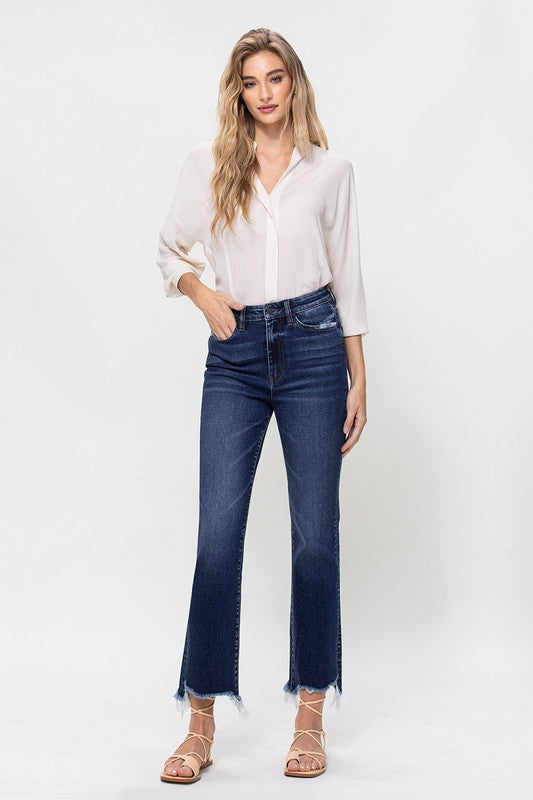 High Rise Distressed Hem Kick Flare Jeans VERVET by Flying Monkey Jeans