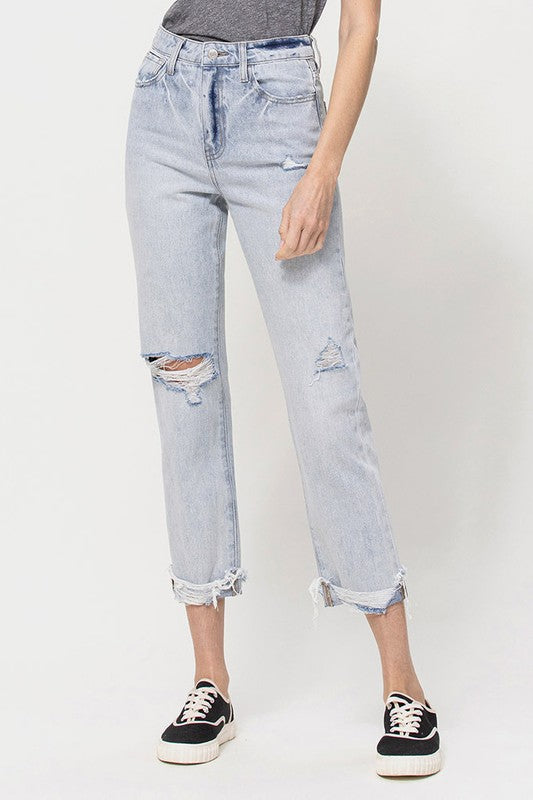 SUPER HIGH RELAXED CUFFED STRAIGHT JEAN BY FLYING MONKEY JEANS - Corinne's Boutique