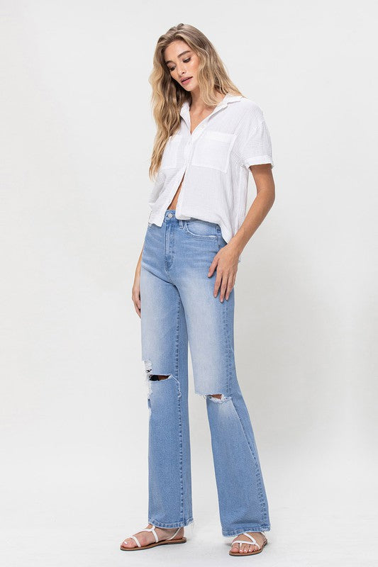 HIGH RISE VINTAGE STYLE FLARE VERVET BY FLYING MONKEY JEANS - Corinne's Boutique