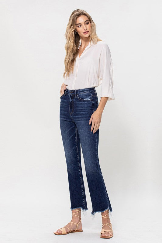 High Rise Distressed Hem Kick Flare Jeans VERVET by Flying Monkey Jeans