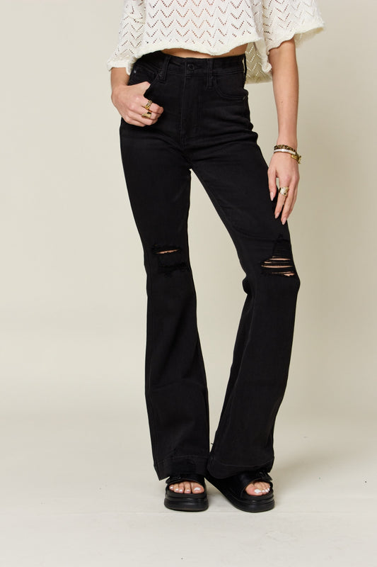 Judy Blue Full Size High Waist Distressed Flare Jeans - Corinne's Boutique