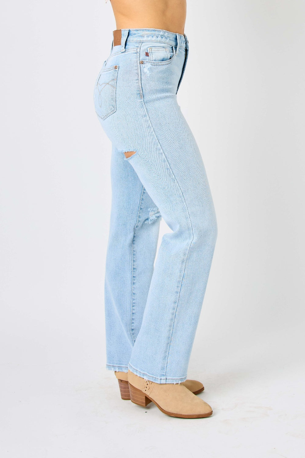 Judy Blue Full Size High Waist Distressed Straight Jeans - Corinne's Boutique