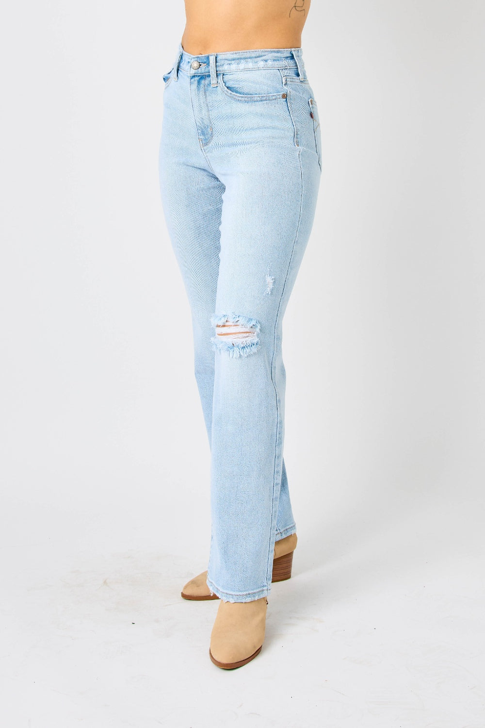 Judy Blue Full Size High Waist Distressed Straight Jeans - Corinne's Boutique