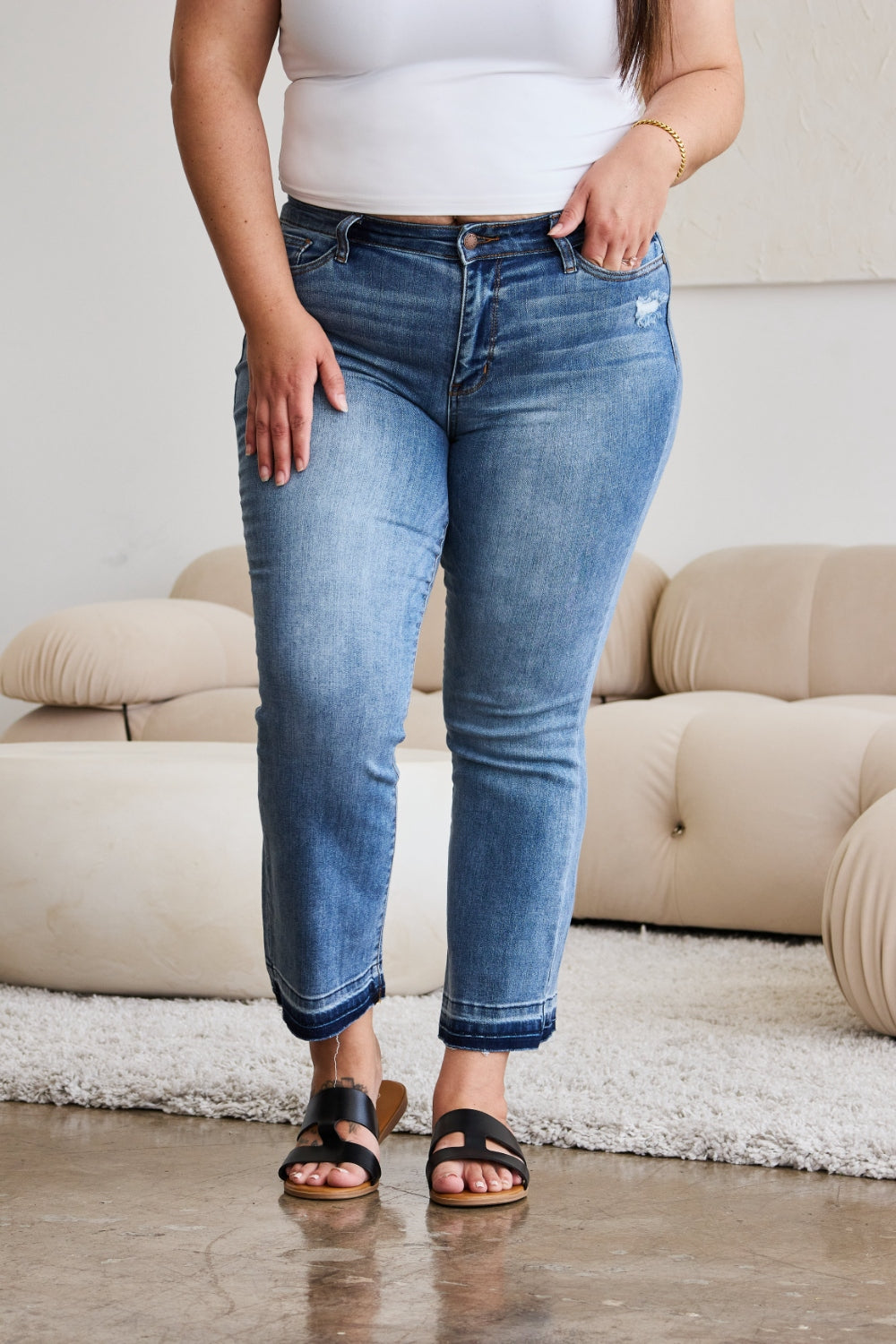 Judy Blue Full Size Release Hem Cropped Bootcut Jeans - Corinne's Boutique