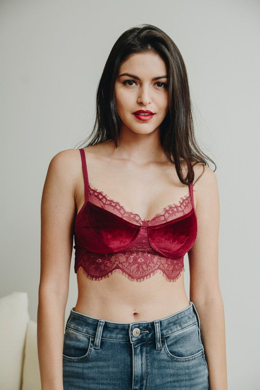 Velvet and Lace Half Cami - Corinne's Boutique