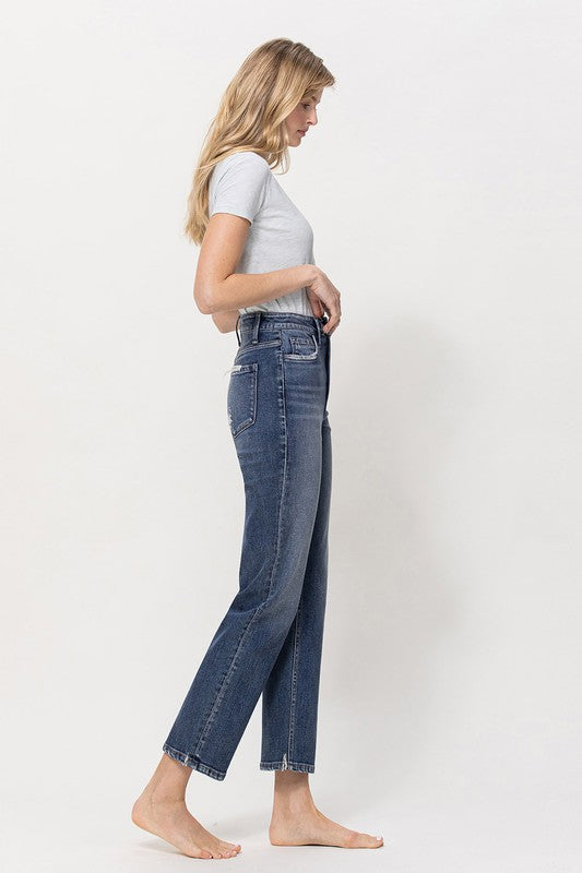 DISTRESSED HIGH RISE STRETCH ANKLE STRAIGHT VERVET BY FLYING MONKEY JEANS - Corinne's Boutique