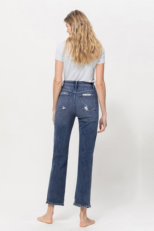 DISTRESSED HIGH RISE STRETCH ANKLE STRAIGHT VERVET BY FLYING MONKEY JEANS - Corinne's Boutique