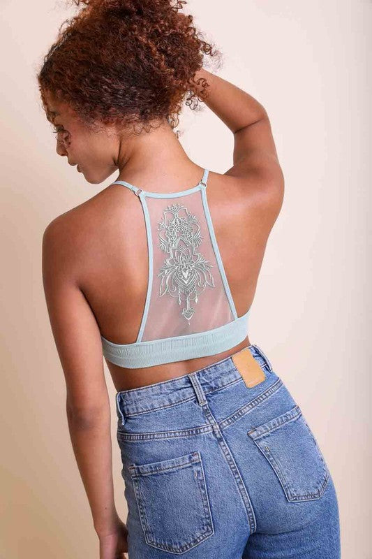 Tattoo Mesh Racerback Bralette - Corinne's Boutique