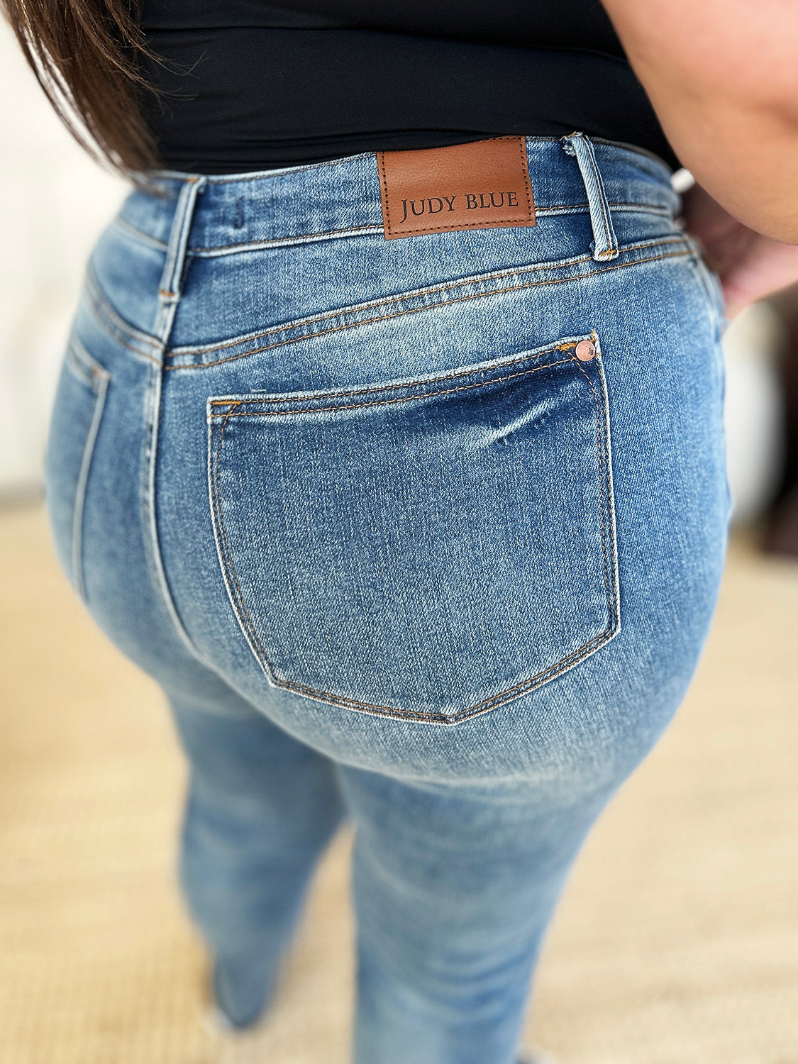 Judy Blue Full Size Mid Rise Rigid Magic Release Hem Jeans - Corinne's Boutique