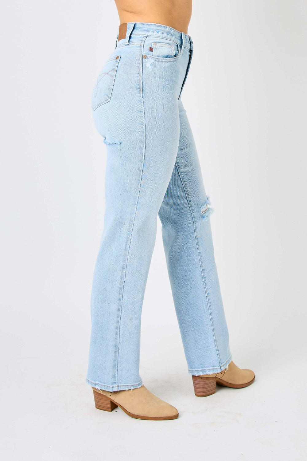 Judy Blue Full Size High Waist Distressed Straight Jeans - Corinne's Boutique