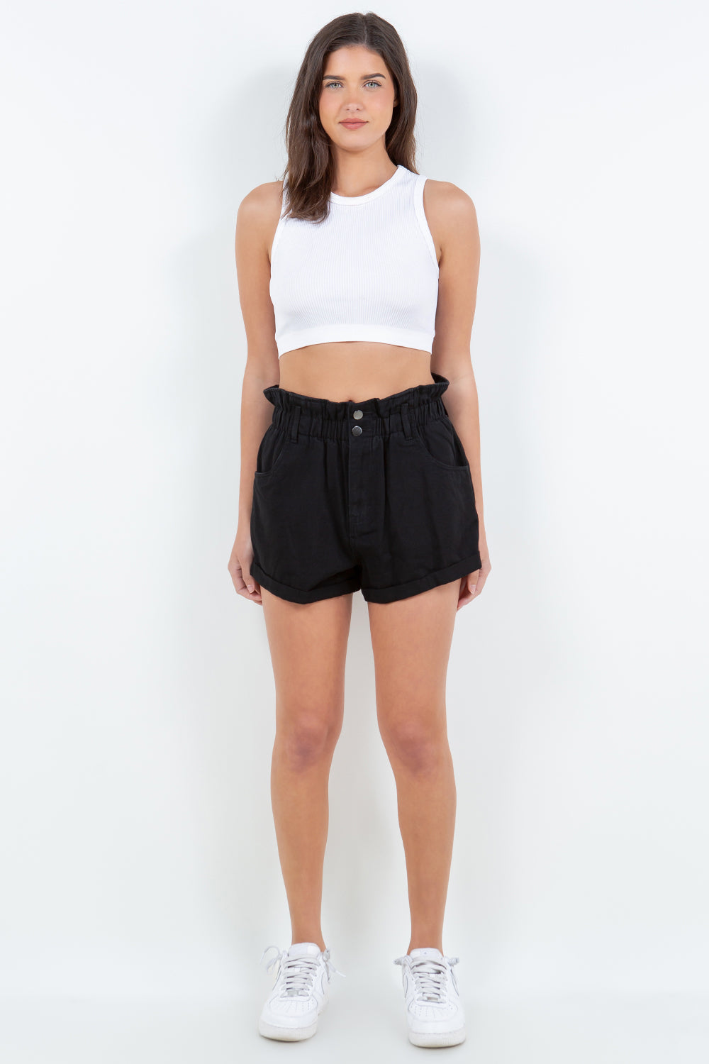 American Bazi High Waist Paper Bag Shorts - Corinne's Boutique