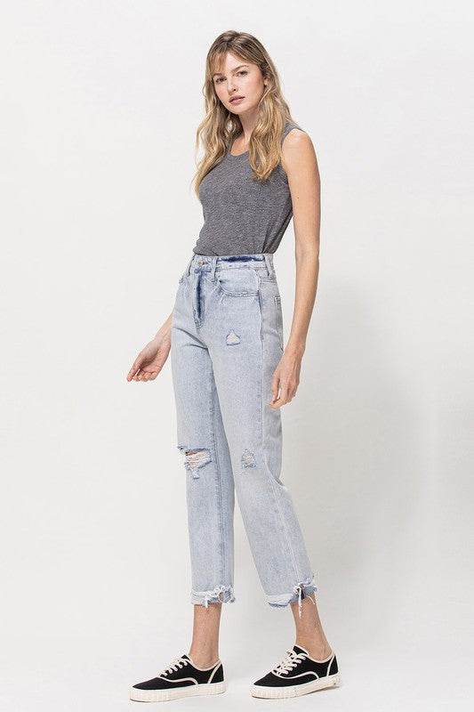 SUPER HIGH RELAXED CUFFED STRAIGHT JEAN BY FLYING MONKEY JEANS - Corinne's Boutique