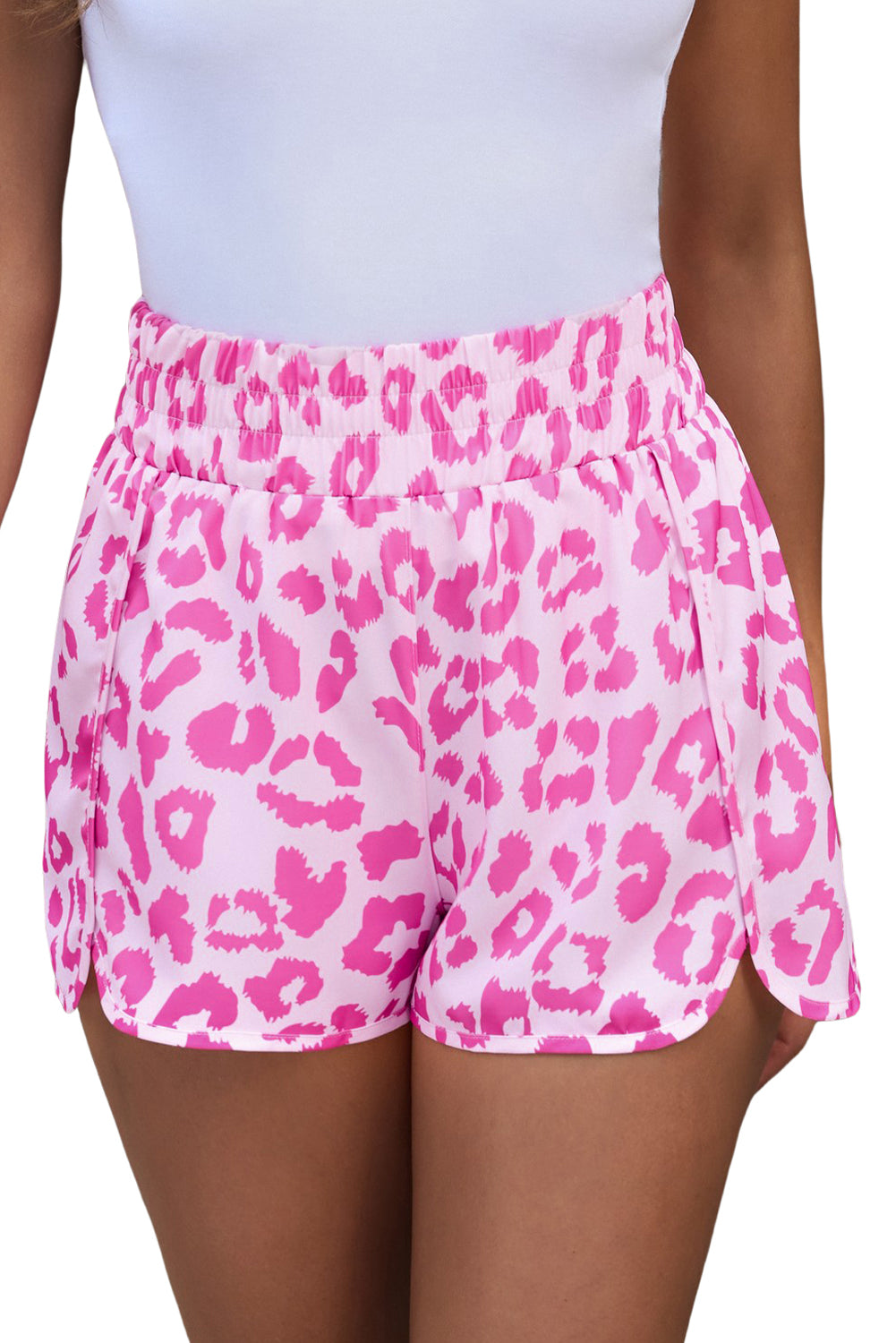 Leopard or Checkered Pattern Elastic Waist Shorts - Corinne's Boutique