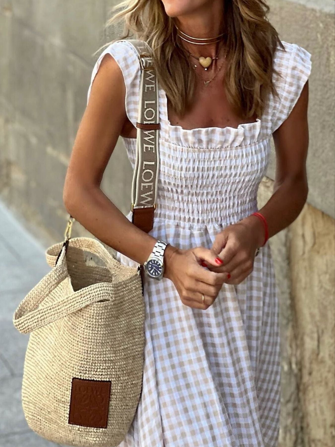 Plaid Ruffle Sleeve Maxi Dress - Corinne's Boutique