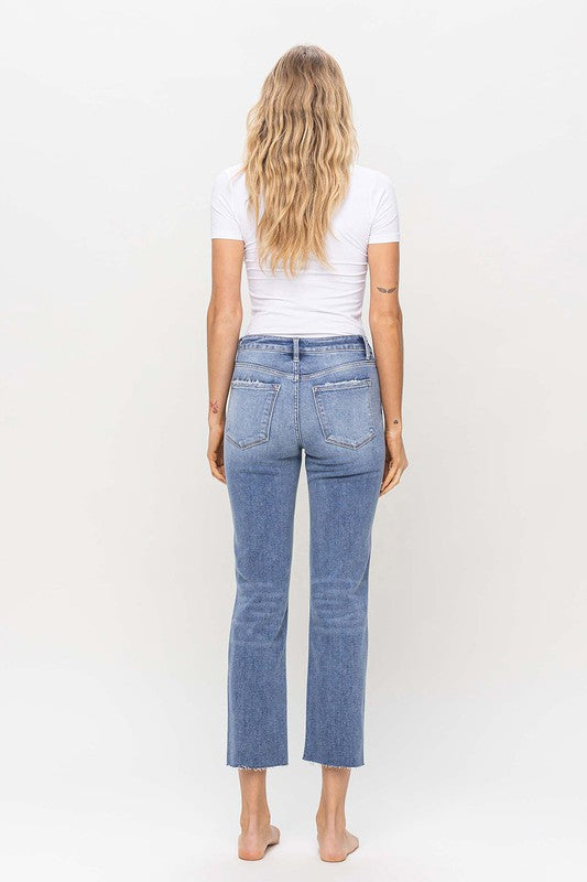 HIGH RISE STRAIGHT WITH CLEAN RAW HEM BY FLYING MONKEY JEANS - Corinne's Boutique