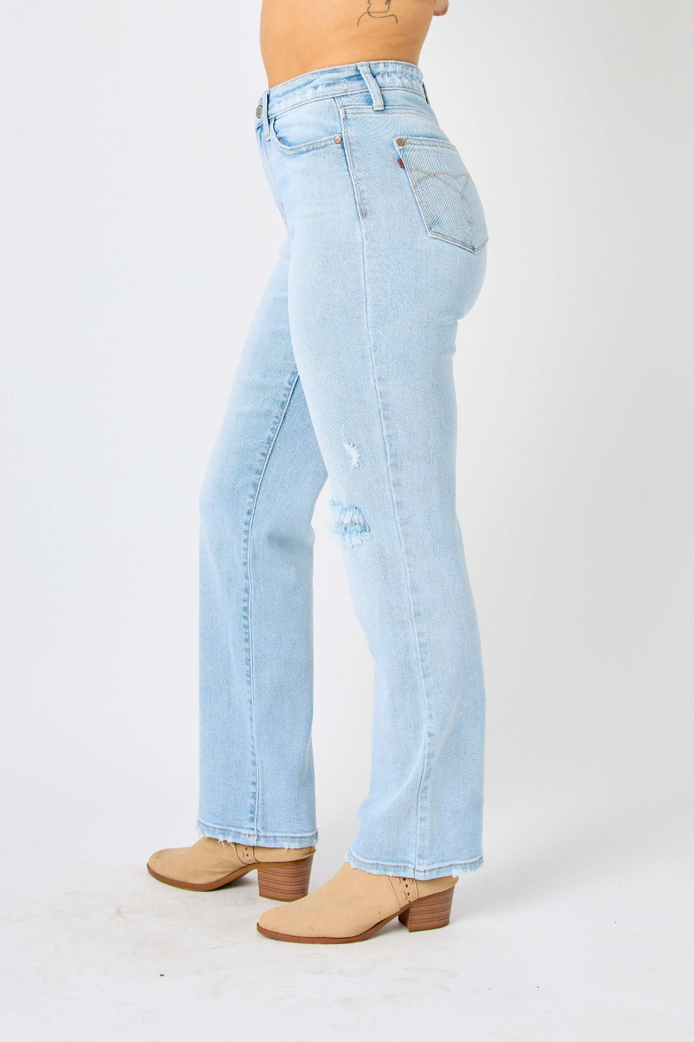 Judy Blue Full Size High Waist Distressed Straight Jeans - Corinne's Boutique