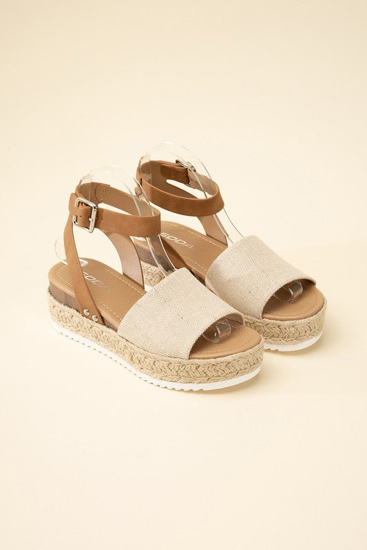 ESPADRILLE ANKLE STRAP SANDALS BY SODA - Corinne's Boutique