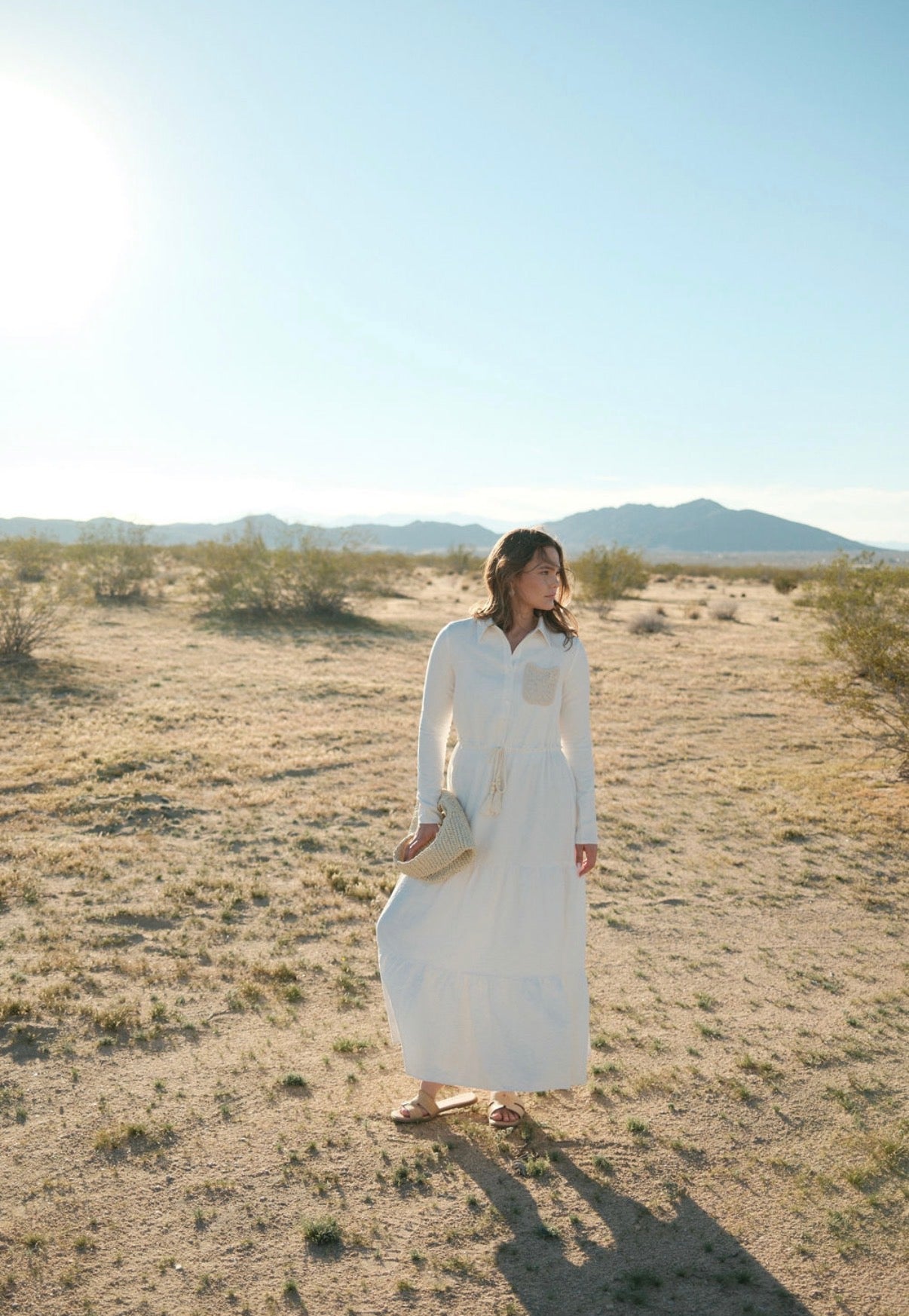 LINEN TASSEL DRESS LONG SLEEVE
