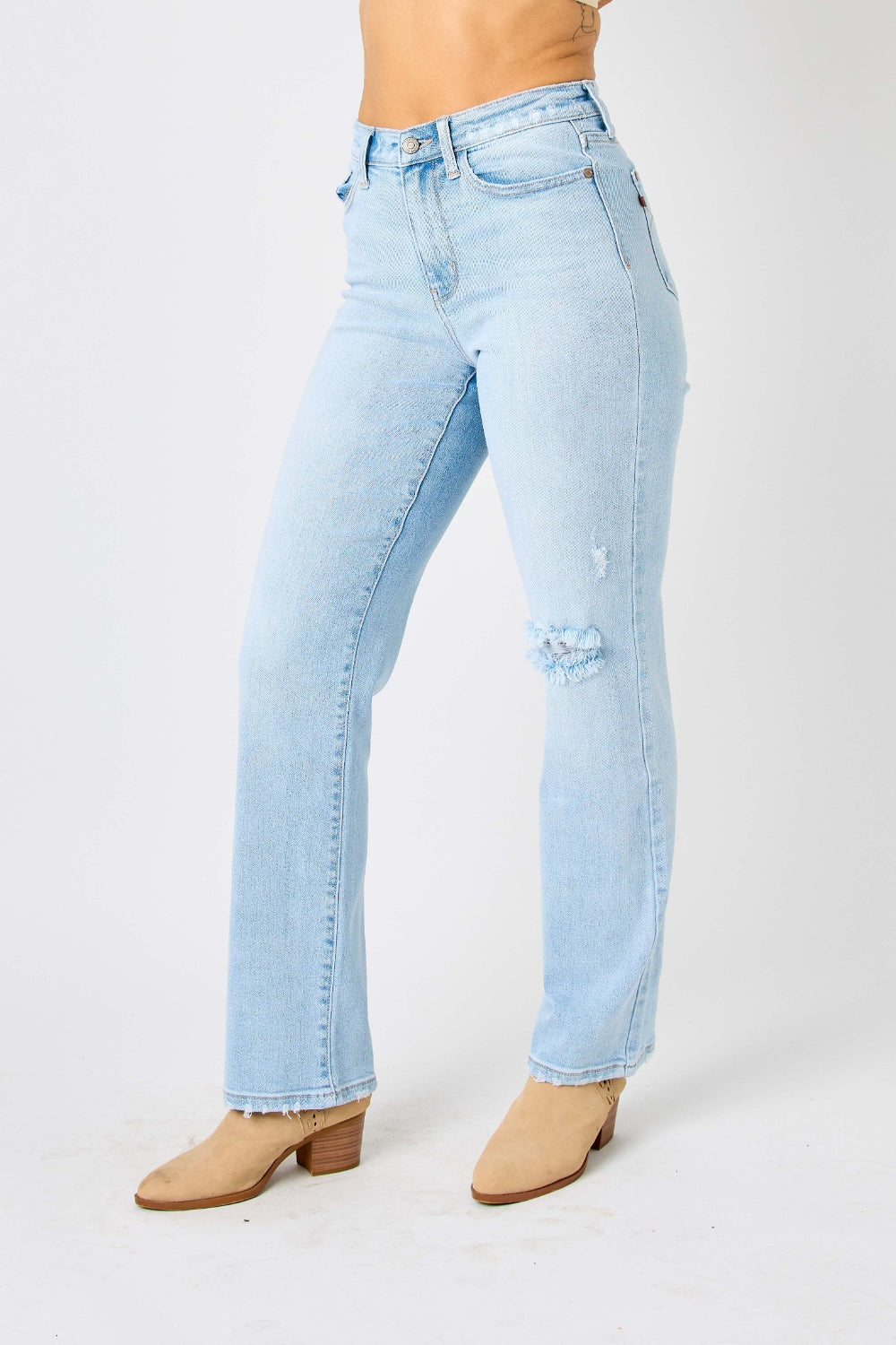 Judy Blue Full Size High Waist Distressed Straight Jeans - Corinne's Boutique