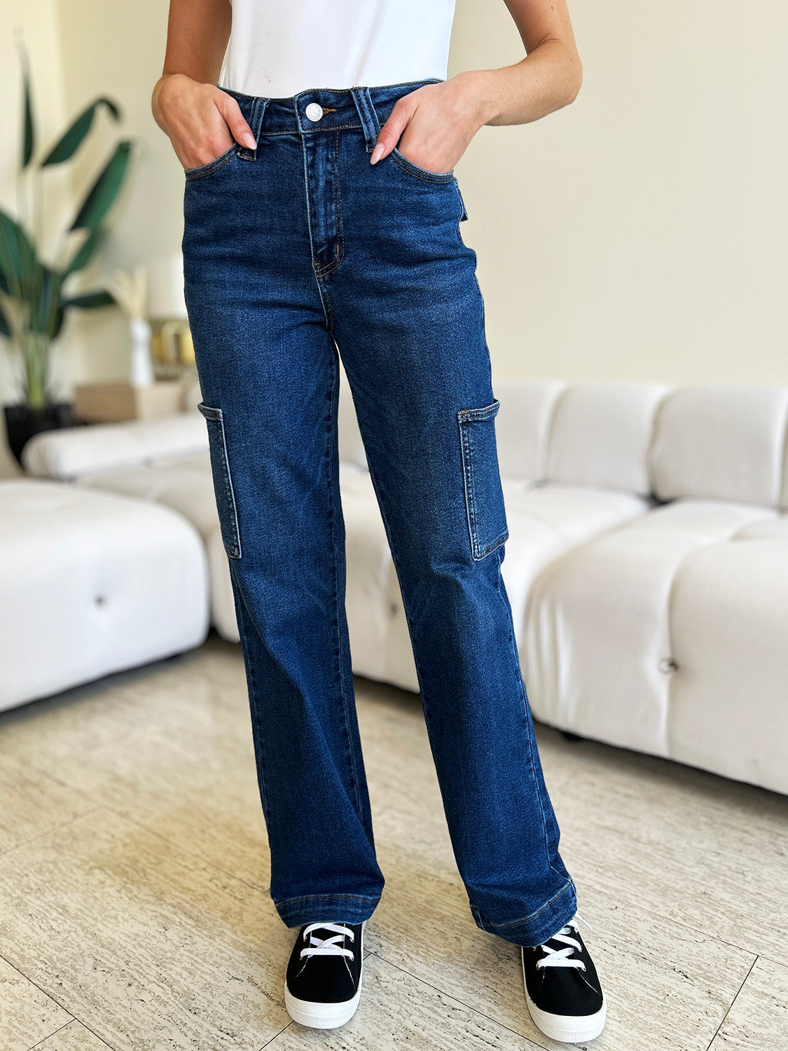 Judy Blue Full Size High Waist Straight Cargo Jeans - Corinne's Boutique