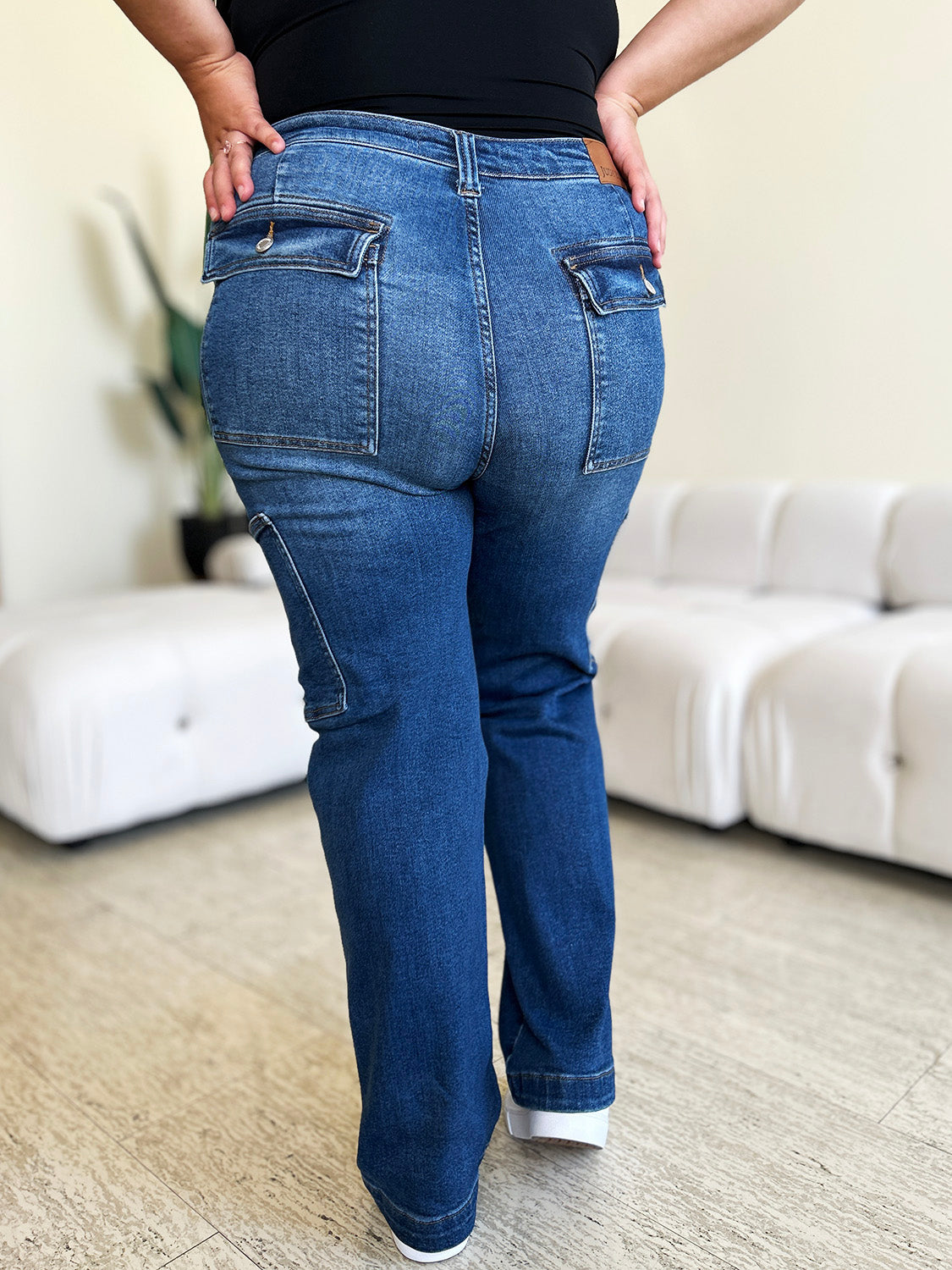 Judy Blue Full Size High Waist Straight Cargo Jeans - Corinne's Boutique