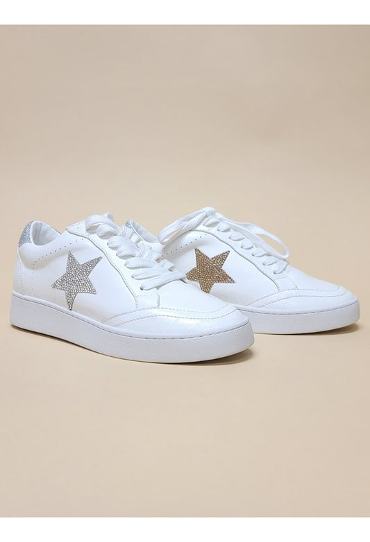 Starry Glitter Star Detail Sneakers - Corinne's Boutique