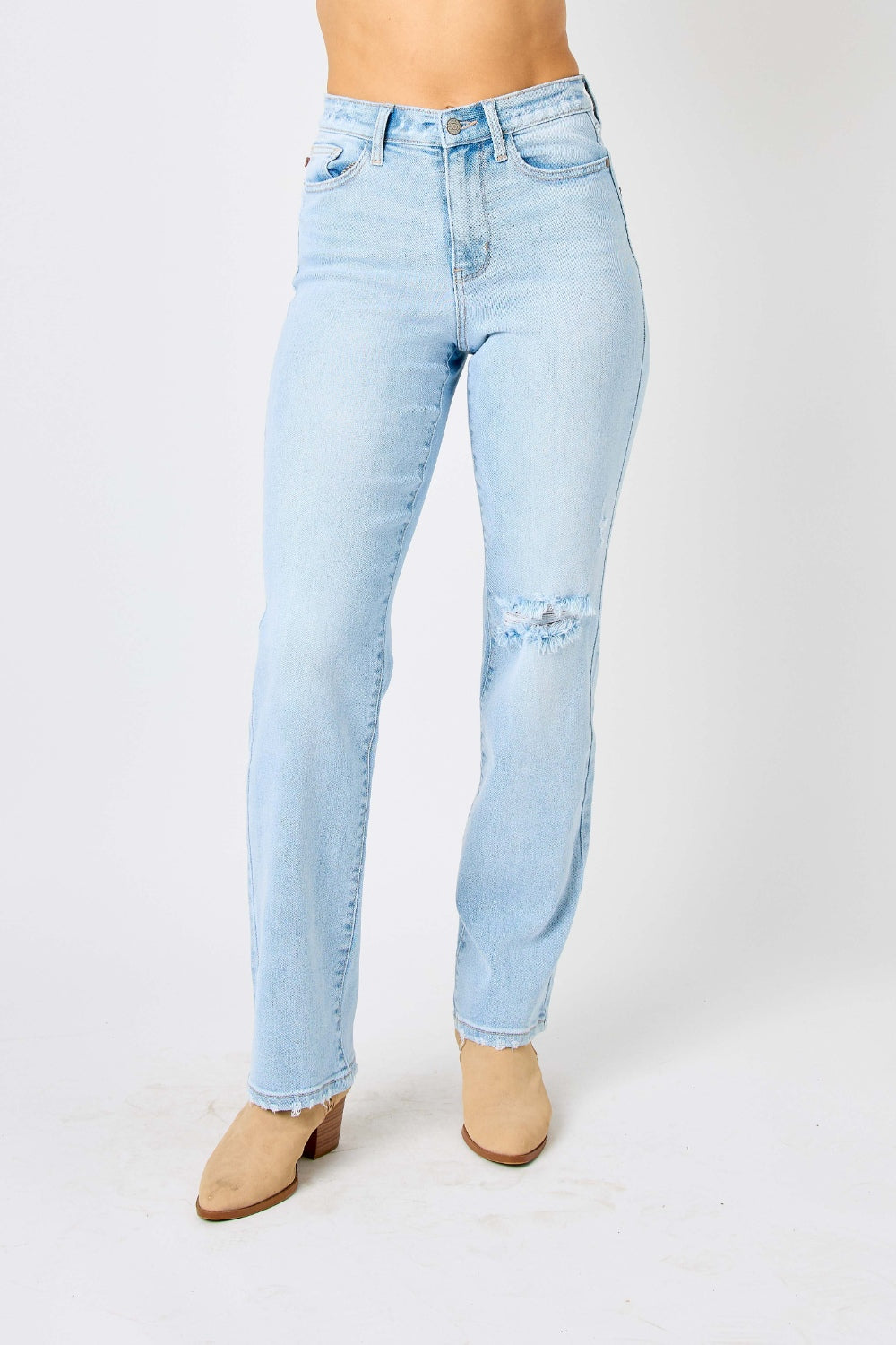 Judy Blue Full Size High Waist Distressed Straight Jeans - Corinne's Boutique