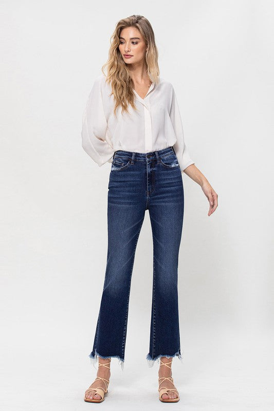 High Rise Distressed Hem Kick Flare Jeans VERVET by Flying Monkey Jeans