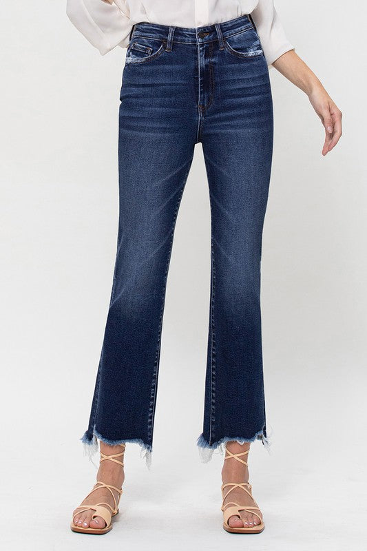 High Rise Distressed Hem Kick Flare Jeans VERVET by Flying Monkey Jeans