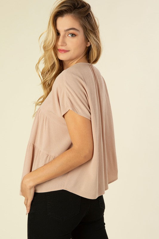 A Line Tiered Short Sleeve Top - Corinne's Boutique