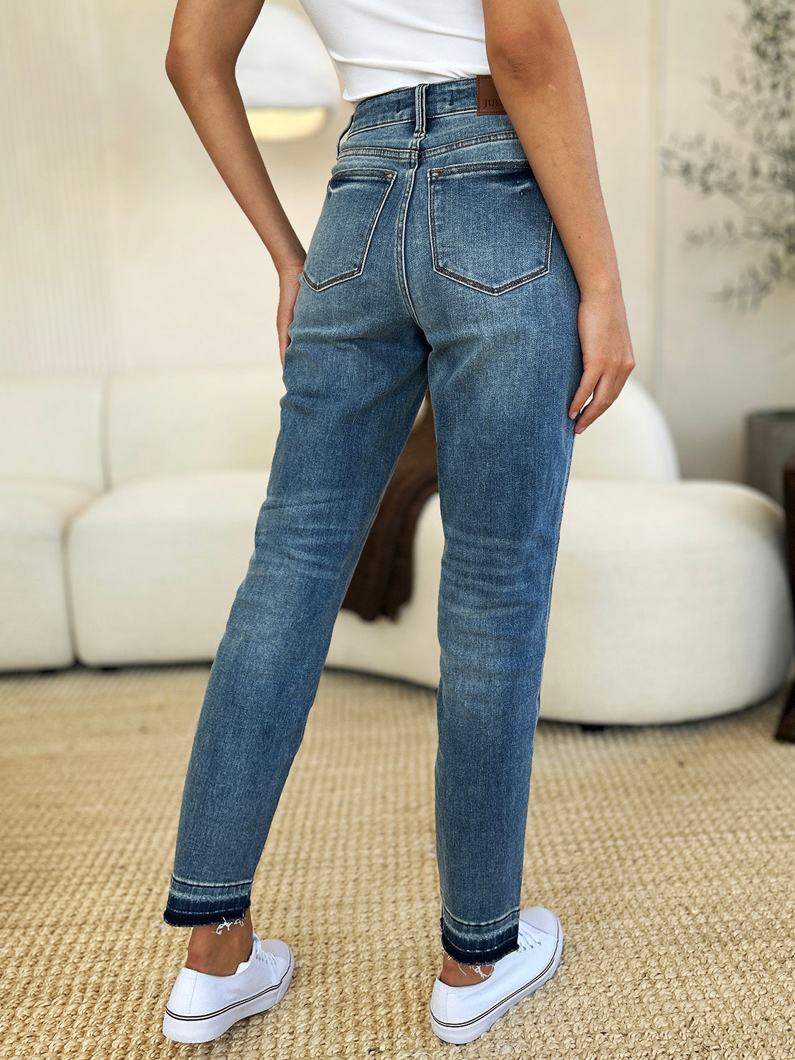 Judy Blue Full Size Mid Rise Rigid Magic Release Hem Jeans - Corinne's Boutique