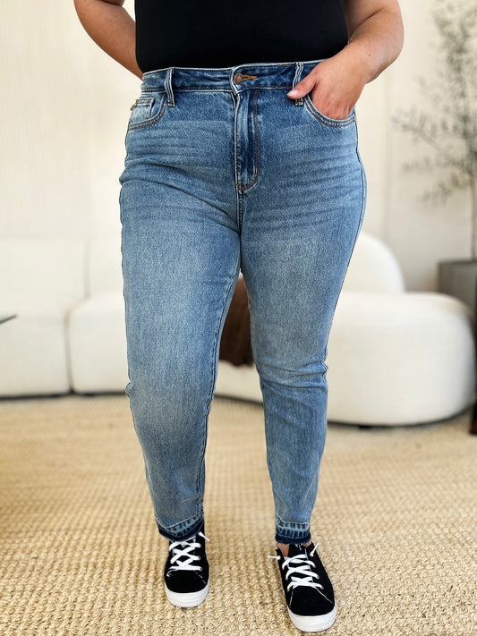 Judy Blue Full Size Mid Rise Rigid Magic Release Hem Jeans - Corinne's Boutique