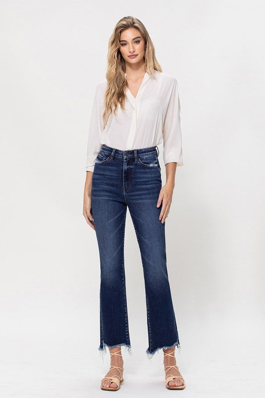 High Rise Distressed Hem Kick Flare Jeans VERVET by Flying Monkey Jeans