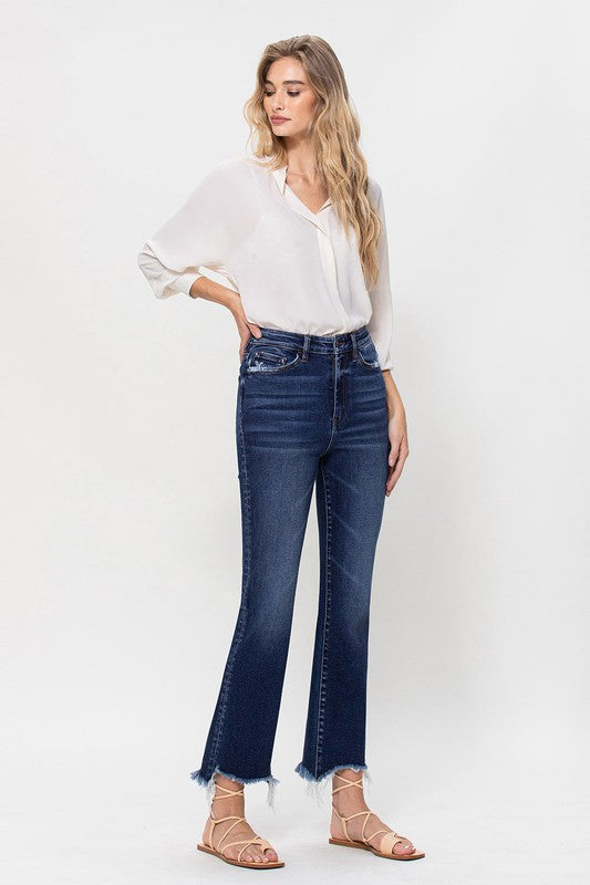 High Rise Distressed Hem Kick Flare Jeans VERVET by Flying Monkey Jeans