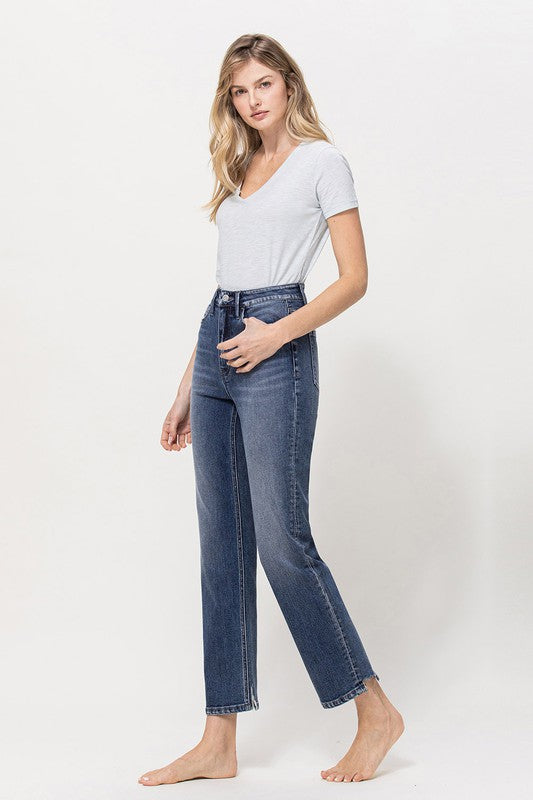 DISTRESSED HIGH RISE STRETCH ANKLE STRAIGHT VERVET BY FLYING MONKEY JEANS - Corinne's Boutique