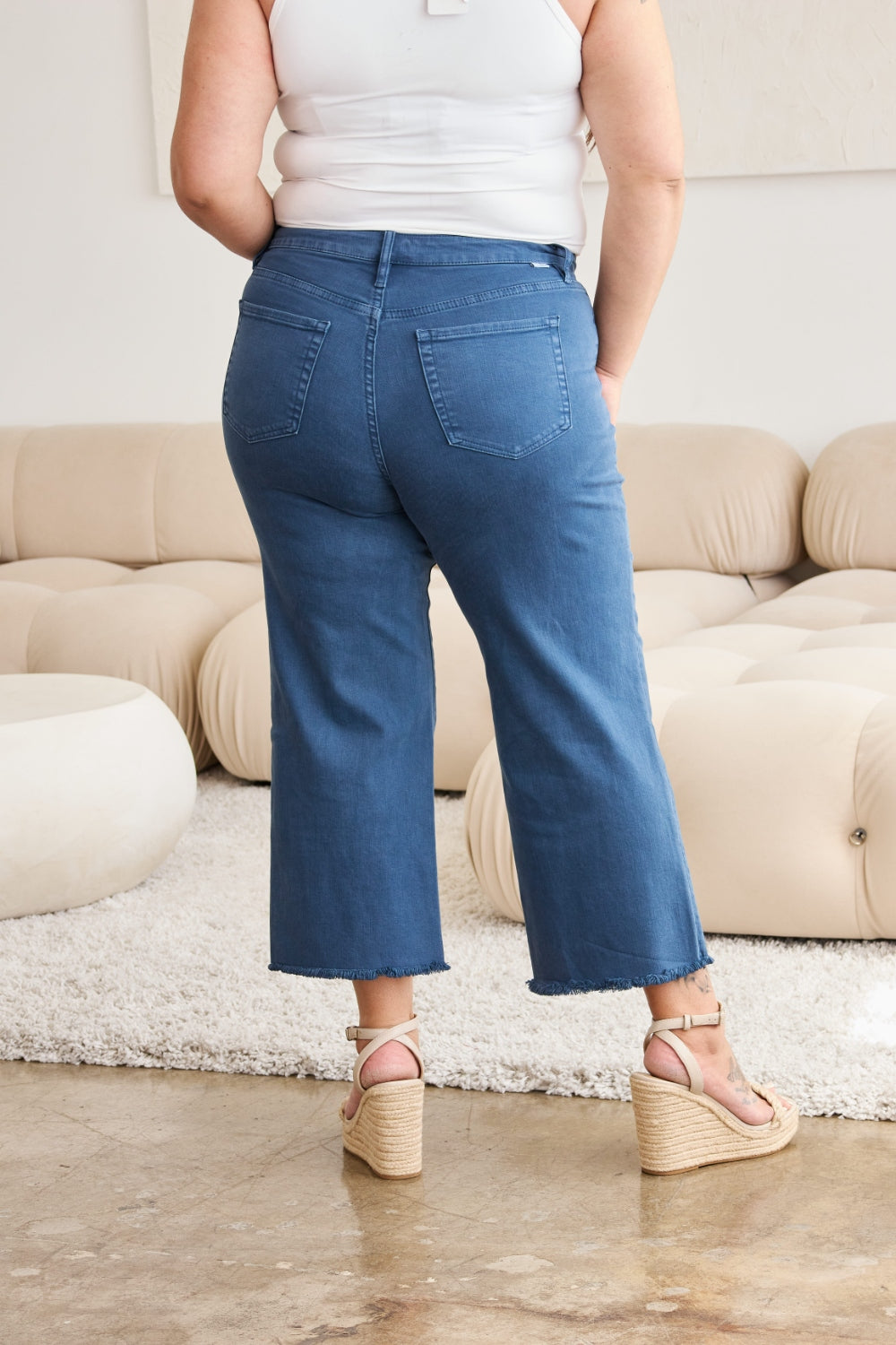 RFM Full Size Tummy Control High Waist Raw Hem Jeans - Corinne's Boutique