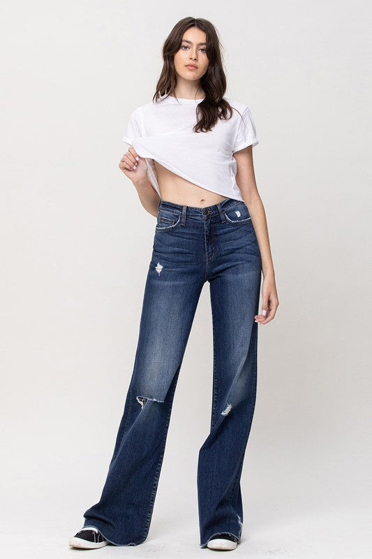 HIGH RISE DISTRESSED WIDE LEG JEANS BY FLYING MONKEY JEANS - Corinne's Boutique