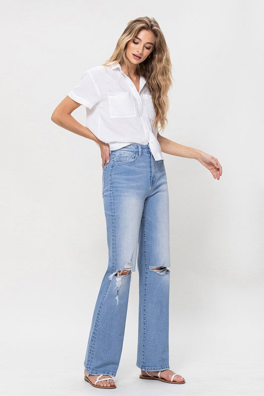 HIGH RISE VINTAGE STYLE FLARE VERVET BY FLYING MONKEY JEANS - Corinne's Boutique