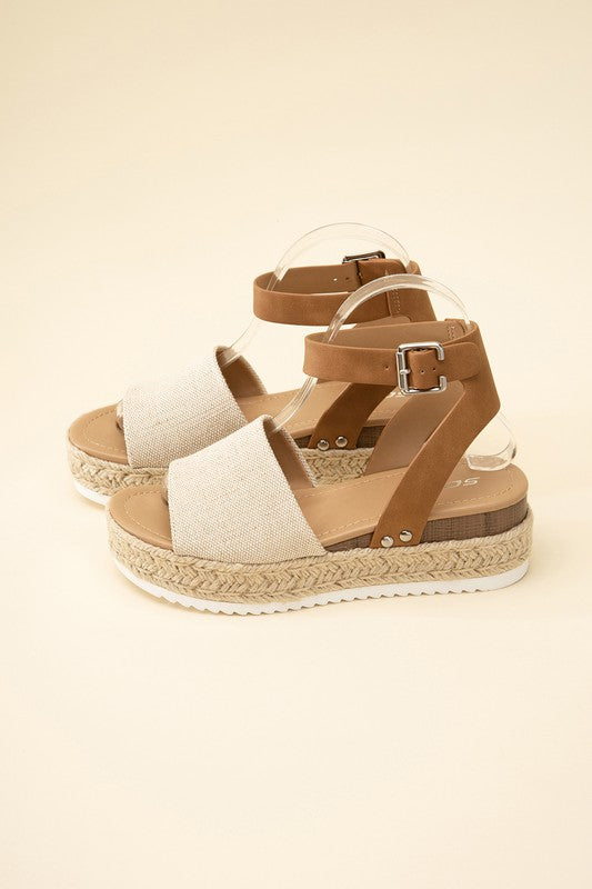 ESPADRILLE ANKLE STRAP SANDALS BY SODA - Corinne's Boutique