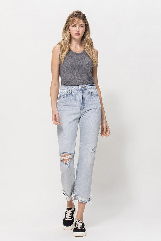 SUPER HIGH RELAXED CUFFED STRAIGHT JEAN BY FLYING MONKEY JEANS - Corinne's Boutique