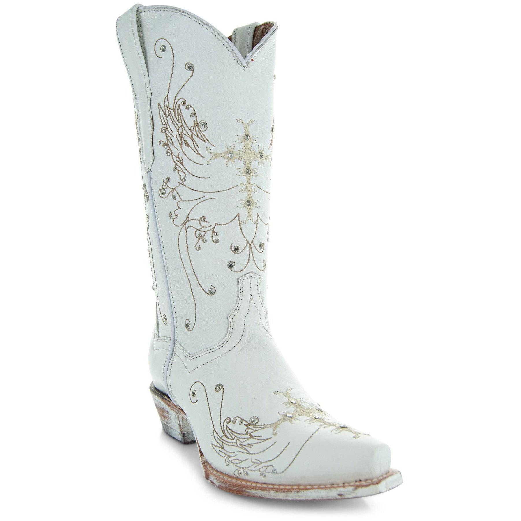 White Rhinestone Cowgirl Boots (Wedding Cowgirl Boots) - Corinne's Boutique