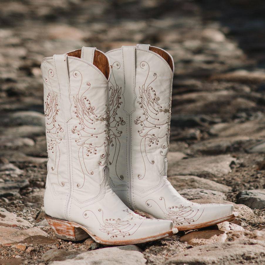 White Rhinestone Cowgirl Boots (Wedding Cowgirl Boots) - Corinne's Boutique