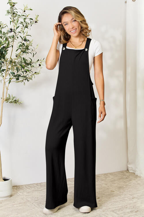 Wide Strap Overall with Pockets - Corinne's Boutique