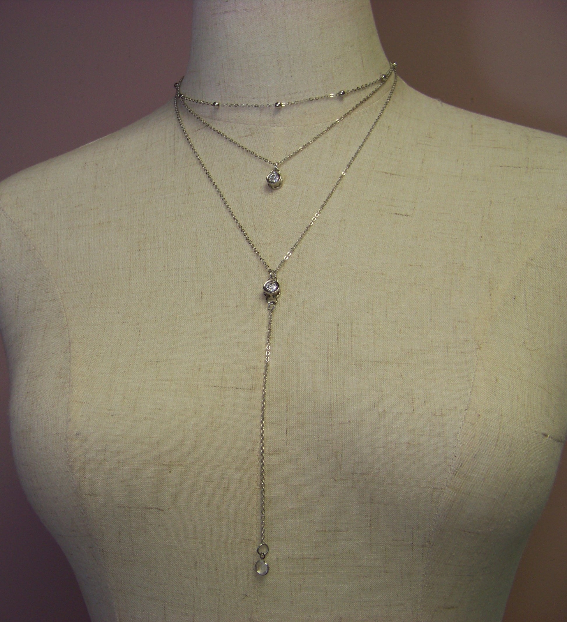 Rhinestone Drop Pendant Necklace - Corinne's Boutique