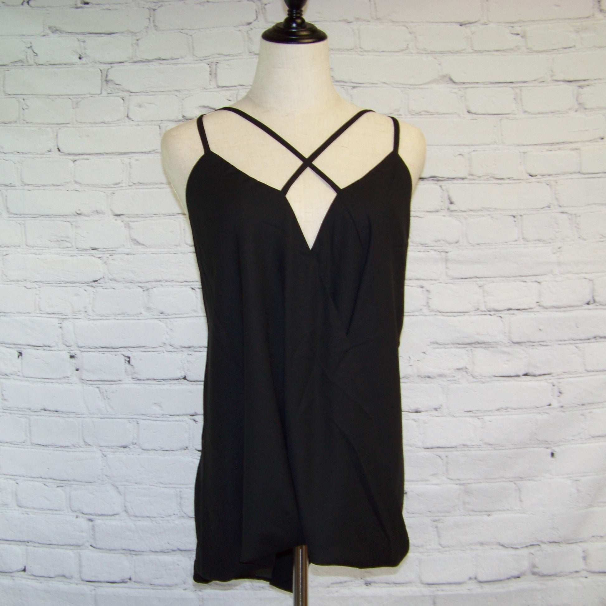 Black Caged Strap Tank Top - Corinne's Boutique