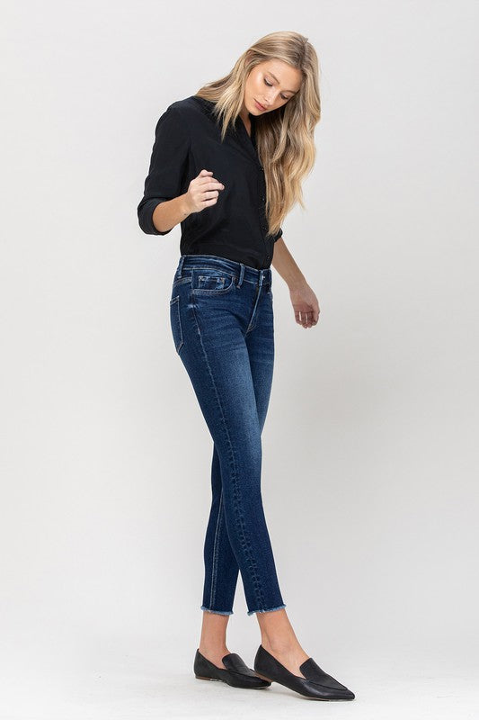 MID RISE RAW HEM CROP SKINNY VERVET BY FLYING MONKEY - Corinne's Boutique