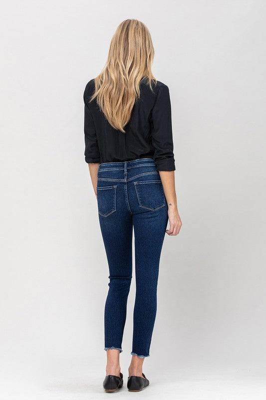 MID RISE RAW HEM CROP SKINNY VERVET BY FLYING MONKEY - Corinne's Boutique