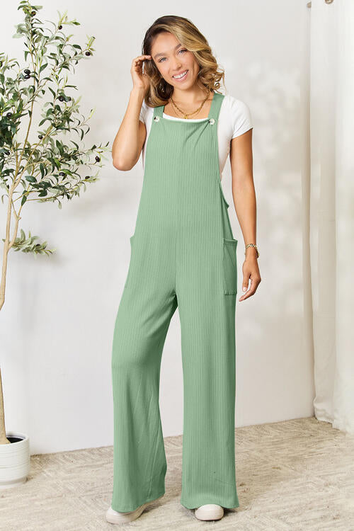 Wide Strap Overall with Pockets - Corinne's Boutique