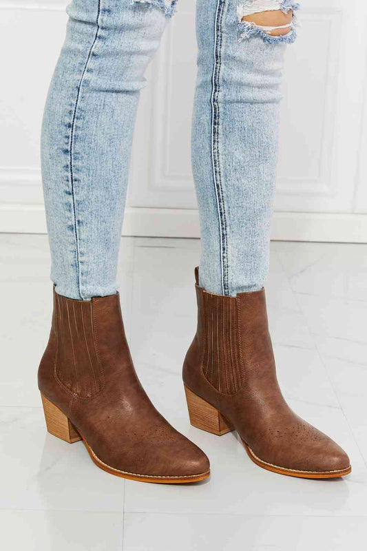 Stacked Heel Chelsea Boot in Chestnut - Corinne's Boutique