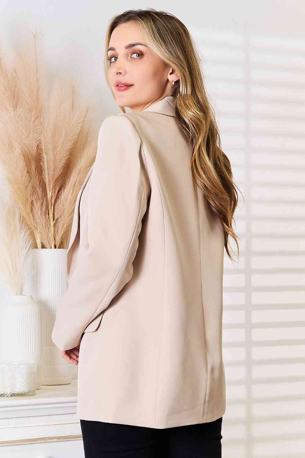 Double Take Shawl Collar Long Sleeve Blazer - Corinne's Boutique